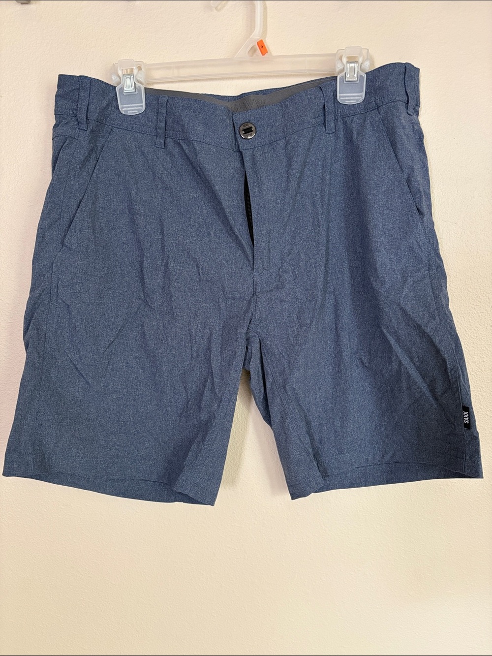 Saxx Men's Heather Navy Flat-Front Shorts